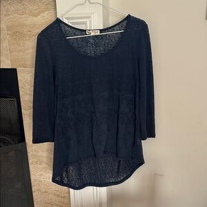 About A Girl Blue Asymmetrical Blouse
